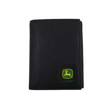Load image into Gallery viewer, John Deere Black Pebble Grain Leather Tri-Fold Wallet - Trademark Logo