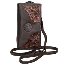 Load image into Gallery viewer, Ladies Purse - Brown Leather Clutch with Tooled Leather Facing