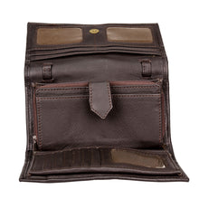 Load image into Gallery viewer, Ladies Purse - Brown Leather Clutch with Tooled Leather Facing