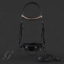 Load image into Gallery viewer, Grainge Dressage Snaffle Bridle with Crystal Curved Browband