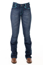 Load image into Gallery viewer, Hitchley & Harrow Ultra High Rise Kentucky Turquoise Heart Stitch Jeans