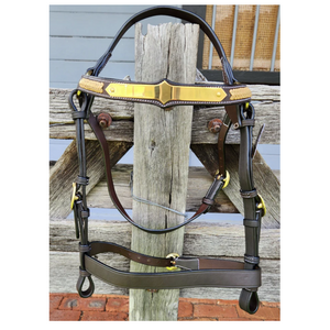 TOPRAIL DIAMOND SHOW BRASS PLATED LEATHER BRIDLE