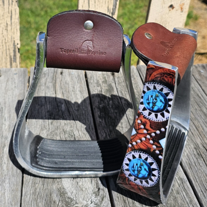 TOPRAIL OXBOW WITH PRINTED TURQUOISE CONCHO AND RUBBER GRIP