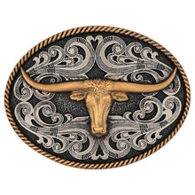 Load image into Gallery viewer, Montana Attitude Two-Toned Longhorn Buckle