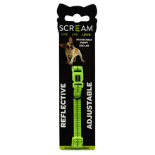 Load image into Gallery viewer, Scream Reflective Adjustable Puppy Collar 1cm x 19-31cm