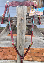 Load image into Gallery viewer, Toprail Leather Breastplate With Turquoise Beading