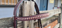 Load image into Gallery viewer, Toprail Leather Bridle With Pink Beading