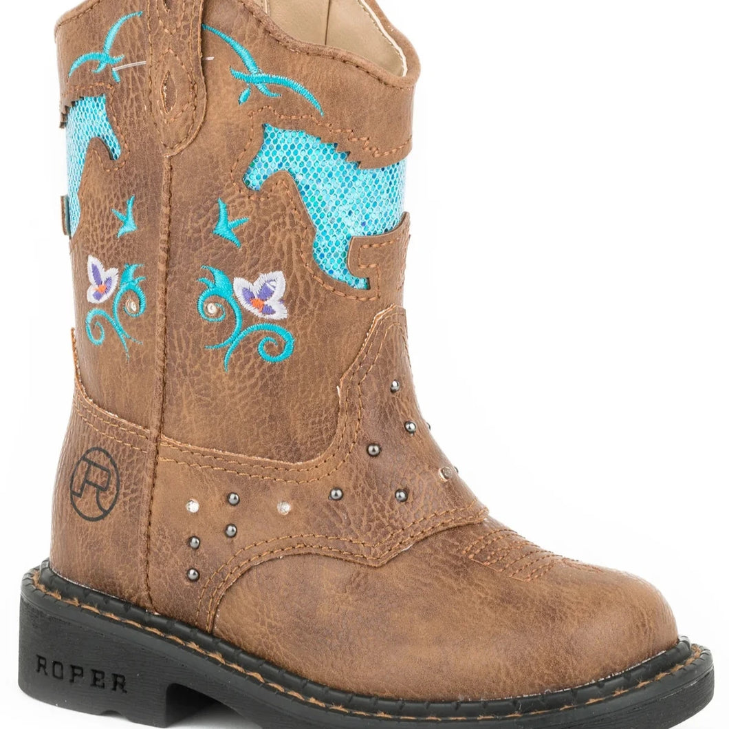 Roper Toddler Horse Flower Light Up Boots