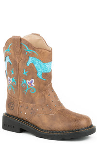 Roper Kids horse flowerS LIGHT UP boots