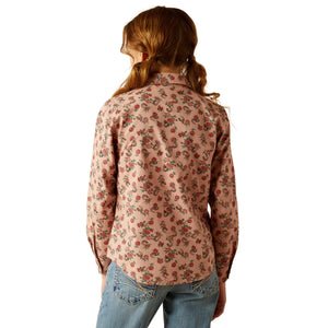 Ariat Girls Flowers N Horseshoes Long Sleeve Snap Shirt