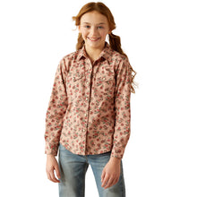 Load image into Gallery viewer, Ariat Girls Flowers N Horseshoes Long Sleeve Snap Shirt
