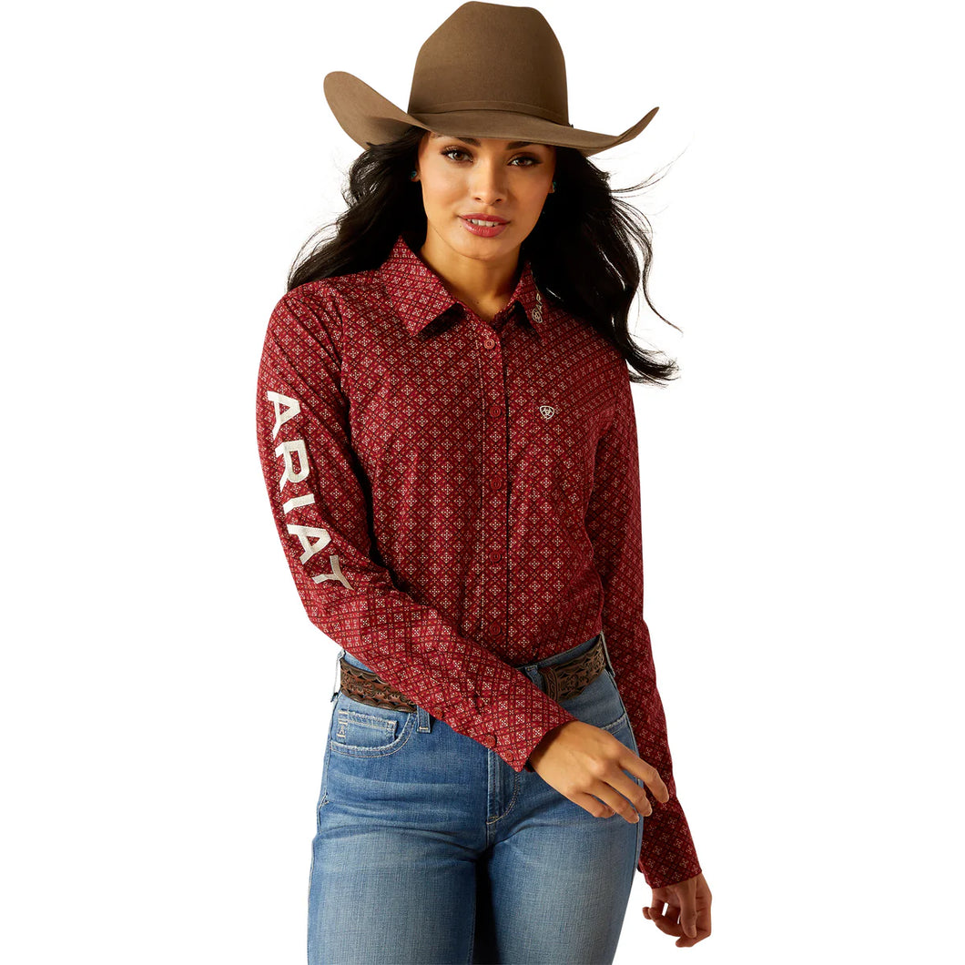 Ariat Womens Wrinkle Resistant Team Kirby Stretch Long Sleeve Shirt