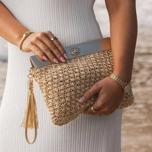 Load image into Gallery viewer, Louenhide Fern Raffia Clutch
