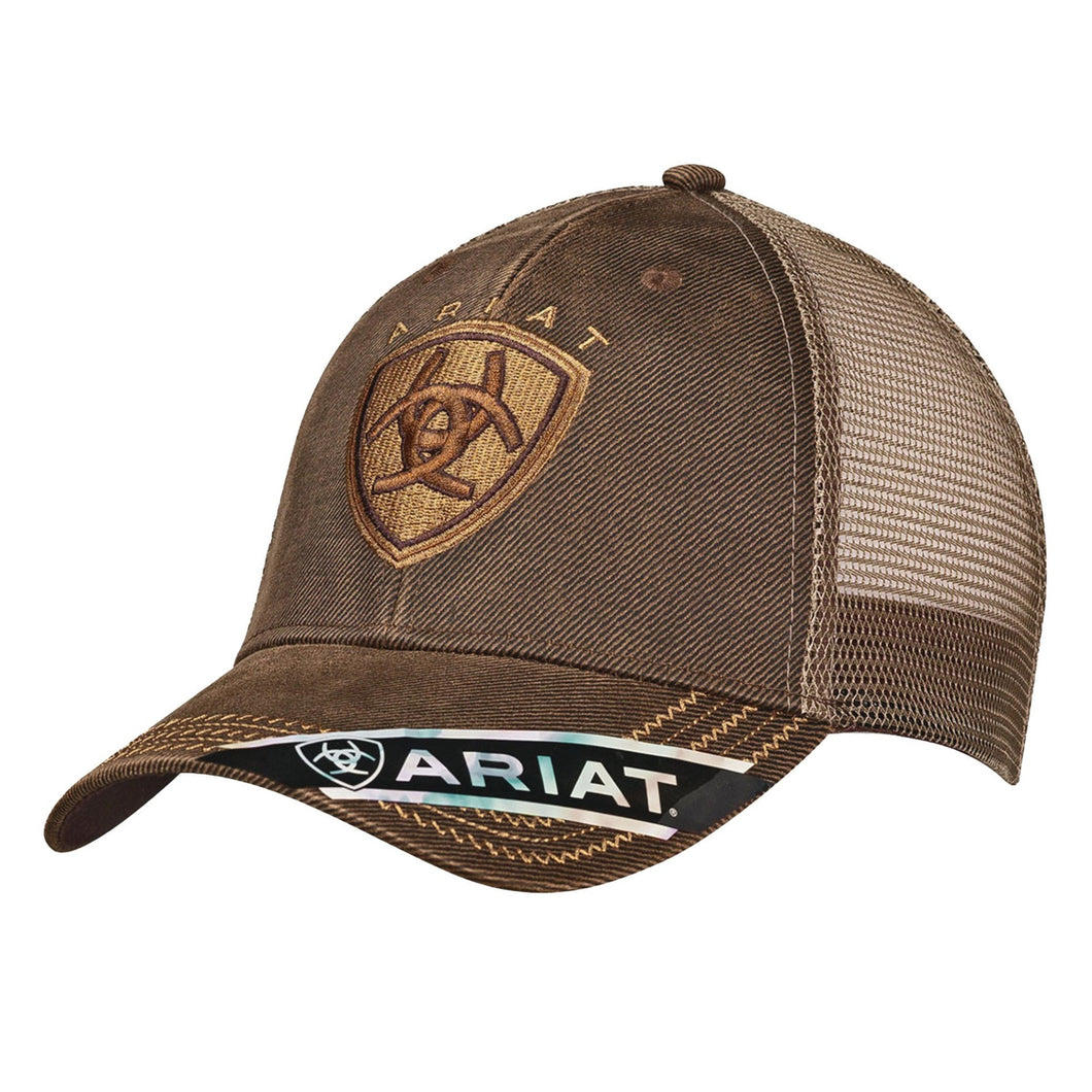 Ariat Mens Centre Logo Oilskin Mesh Cap