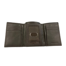 Load image into Gallery viewer, John Deere Brown Pebble Grain Leather Tri-Fold Wallet - Trademark Logo
