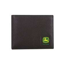 Load image into Gallery viewer, John Deere Black Pebble Grain Leather Bi-Fold Wallet - Trademark Logo
