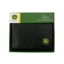 Load image into Gallery viewer, John Deere Black Pebble Grain Leather Bi-Fold Wallet - Trademark Logo
