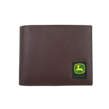 Load image into Gallery viewer, John Deere Brown Pebble Grain Leather Bi-Fold Wallet - Trademark Logo
