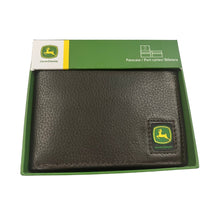 Load image into Gallery viewer, John Deere Brown Pebble Grain Leather Bi-Fold Wallet - Trademark Logo
