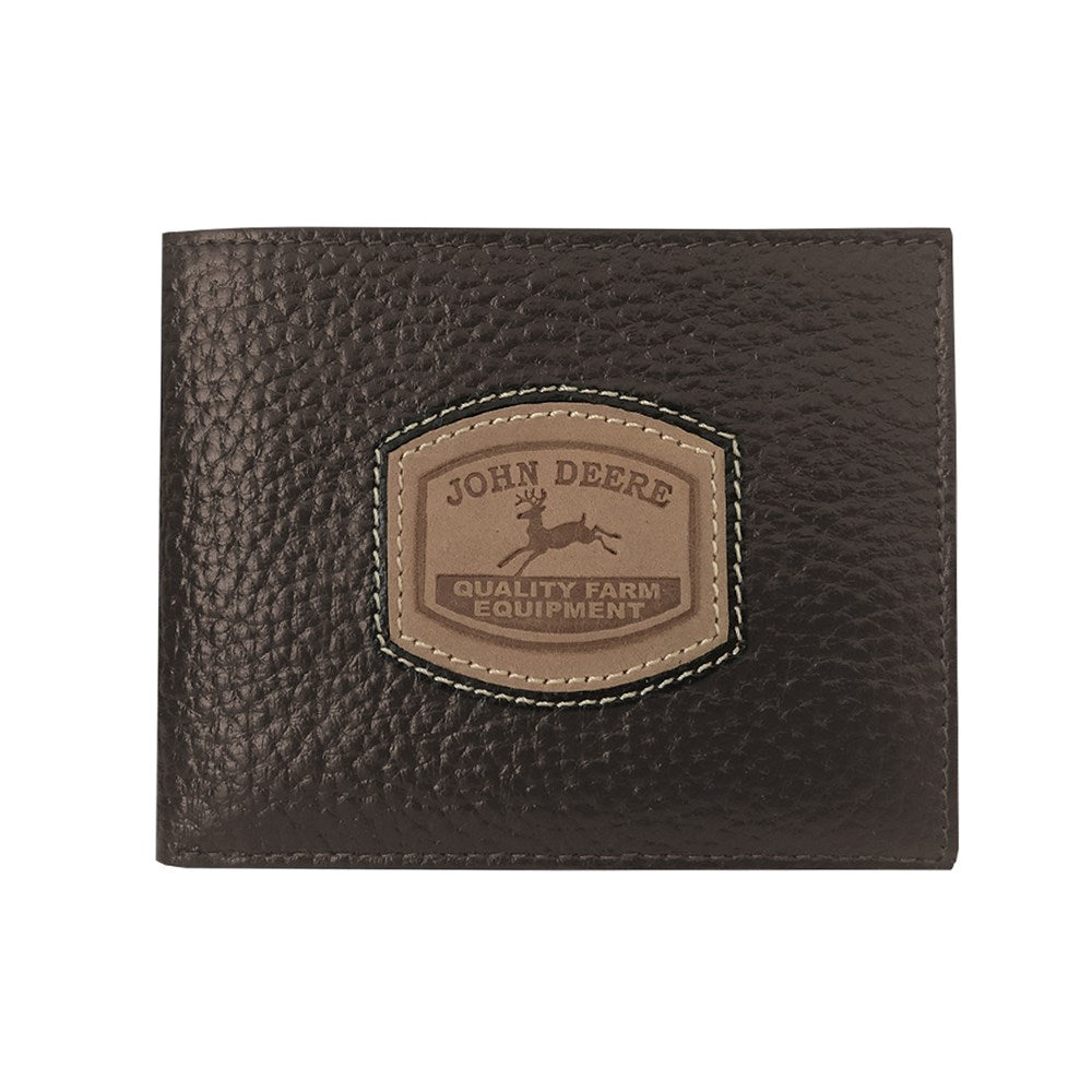 JOHN DEERE BROWN PEBBLE GRAIN LEATHER BI-FOLD WALLET