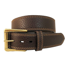 Load image into Gallery viewer, JOHN DEERE 38MM PEBBLE GRAIN TRIPLE STITCHED - ANTIQUE BRASS BUCKLE
