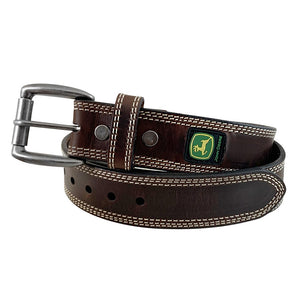 JOHN DEERE 38MM BRIDLE LEATHER STITCHED EDGE BELT