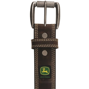 JOHN DEERE 38MM BRIDLE LEATHER STITCHED EDGE BELT