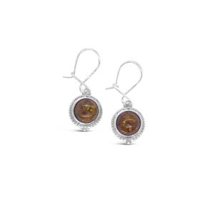 925 SS AMBER EARRINGS 30MM DROP 12MM