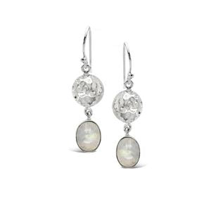 925 SS BEATEN EARRING WITH MOONSTONE STONE 43MM