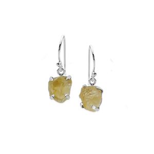 925 SS CITRINE ROUGH CLAW EARRING 12 X 8MM