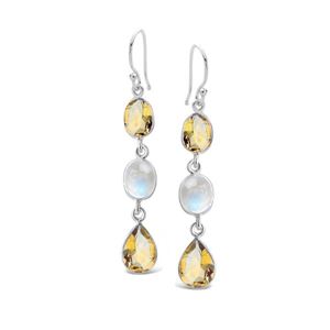 925 Ss Moonstone/Citrine Earring 58Mm Drop
