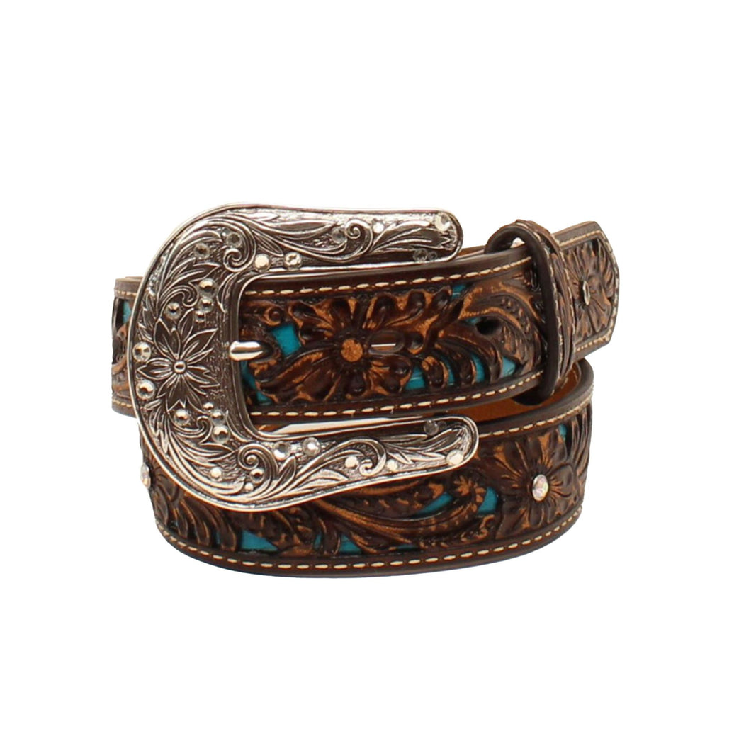 ARIAT GIRLS PIERCED FLORAL BELT