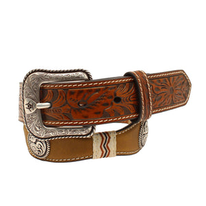 ARIAT BOYS FLORAL EMBOSSED SCALLOPED BELT