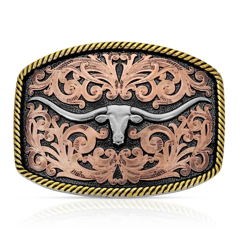 Montana Tri Colour Texas Longhorn Attitude Buckle