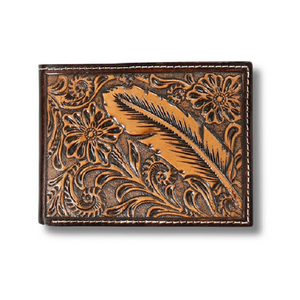 Ariat bi fold wallet feather embossed