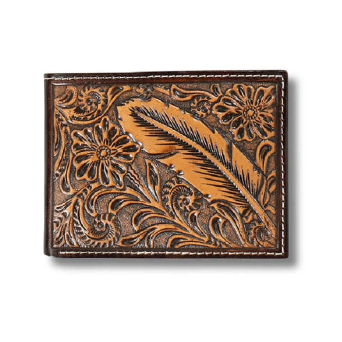 Ariat bi fold wallet feather embossed