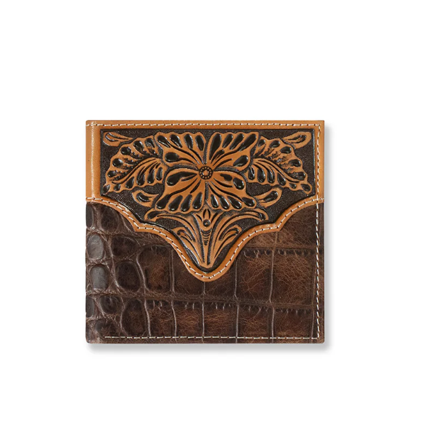 Ariat Bi Fold Wallet Large Croco Floral Embossed