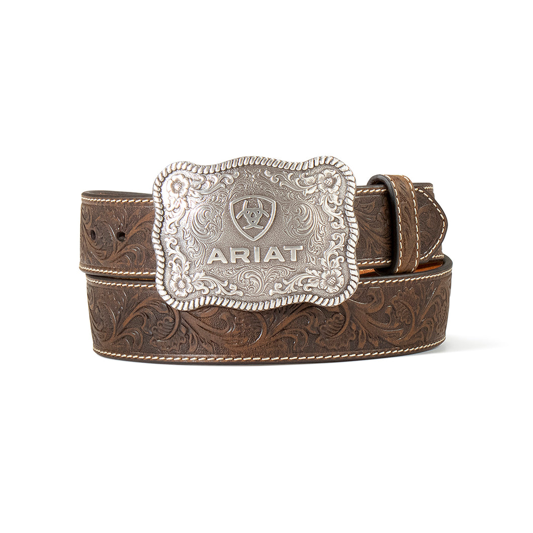 Ariat Mens Embossed Plate Buckle Belt