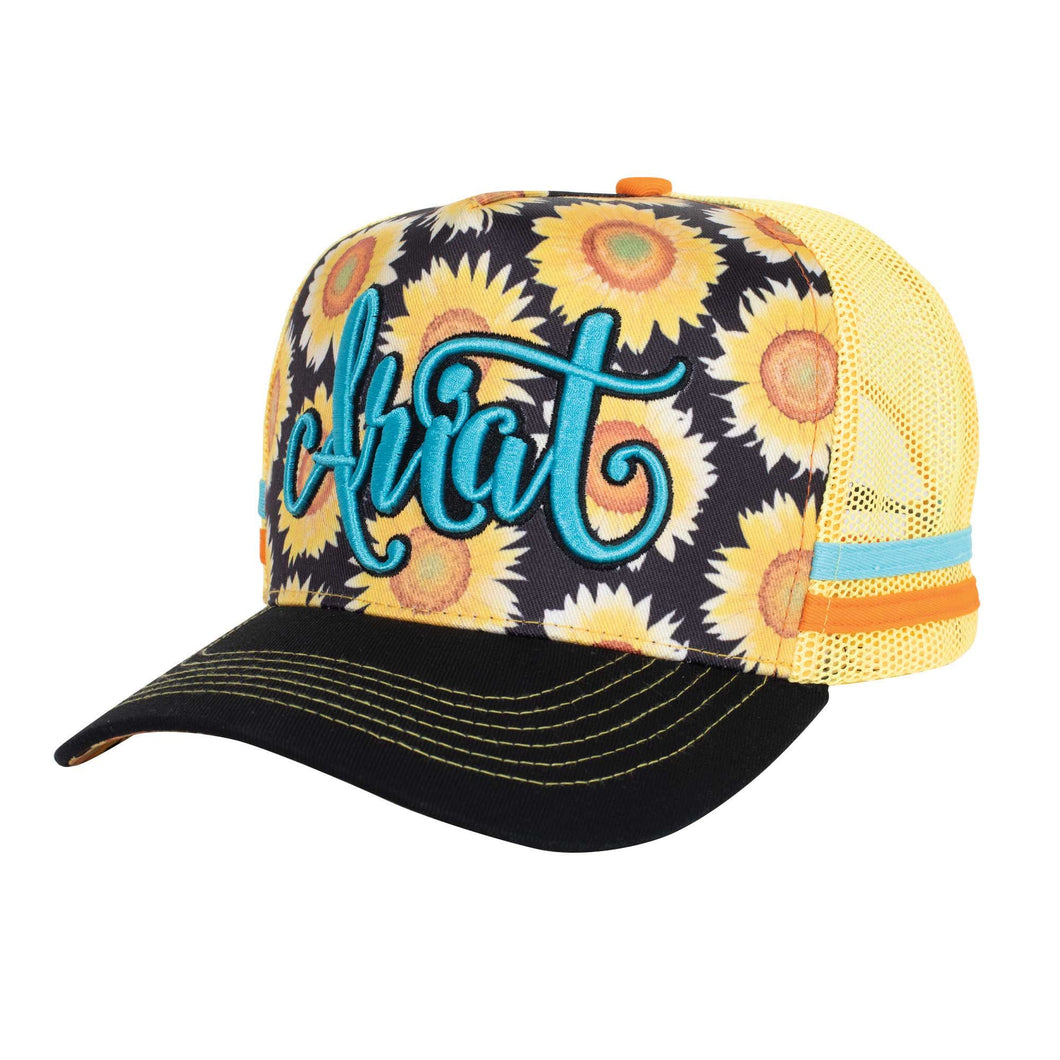 ARIAT SUNFLOWER SCRIPT TRUCKER CAP