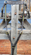 Load image into Gallery viewer, Toprail Leather Breastplate with Green &amp; Yellow
