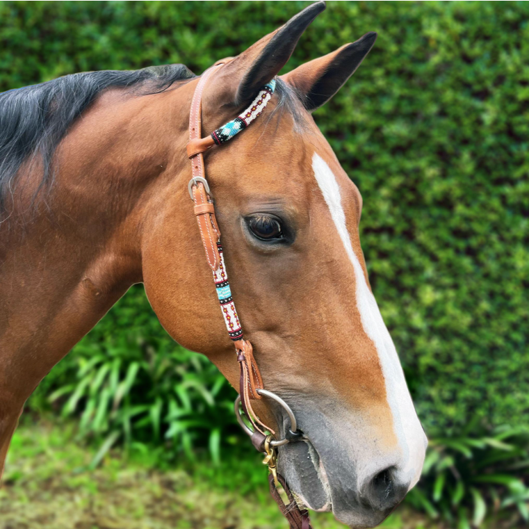 EZY RIDE ONE EAR STITCHED WITH BLUE BEADED ACCENT BRIDLE