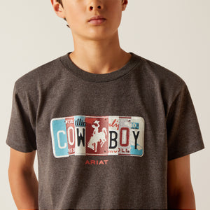 ARIAT BOYS LICENSE PLATE COWBOY SHORT SLEEVE T-SHIRT