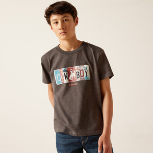 ARIAT BOYS LICENSE PLATE COWBOY SHORT SLEEVE T-SHIRT