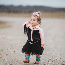 Load image into Gallery viewer, Shea Baby Pink Vintage Pearl Snap Onsie
