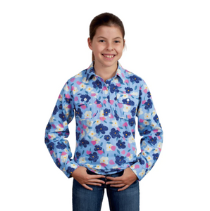 Just Country Girls Harper Half Button Print Workshirt