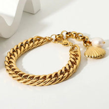 Load image into Gallery viewer, Ophelia Chain Gold Bracelet with Shell &amp; Freshwater Pearl Charms

