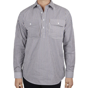 Hard Slog Mens Cane Half Button Long Sleeve Shirt