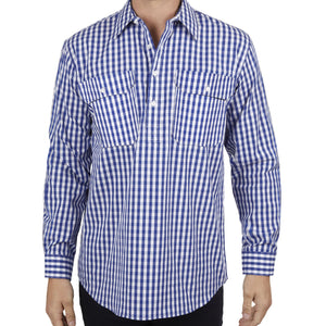 Hard Slog Mens Denny Half Button Long Sleeve Shirt
