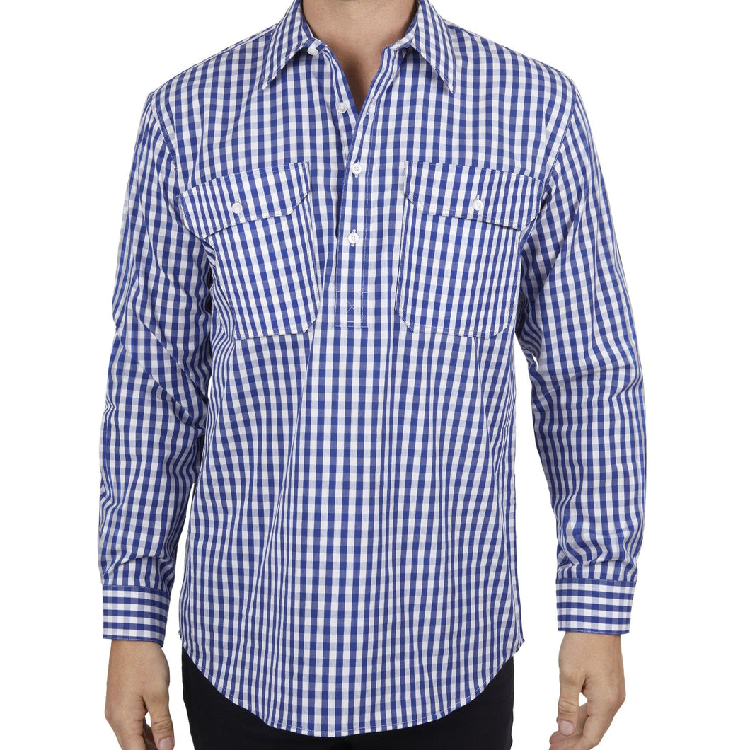 Hard Slog Mens Denny Half Button Long Sleeve Shirt