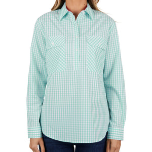 Hard Slog Womens Lize Half Button Long Sleeve Shirt